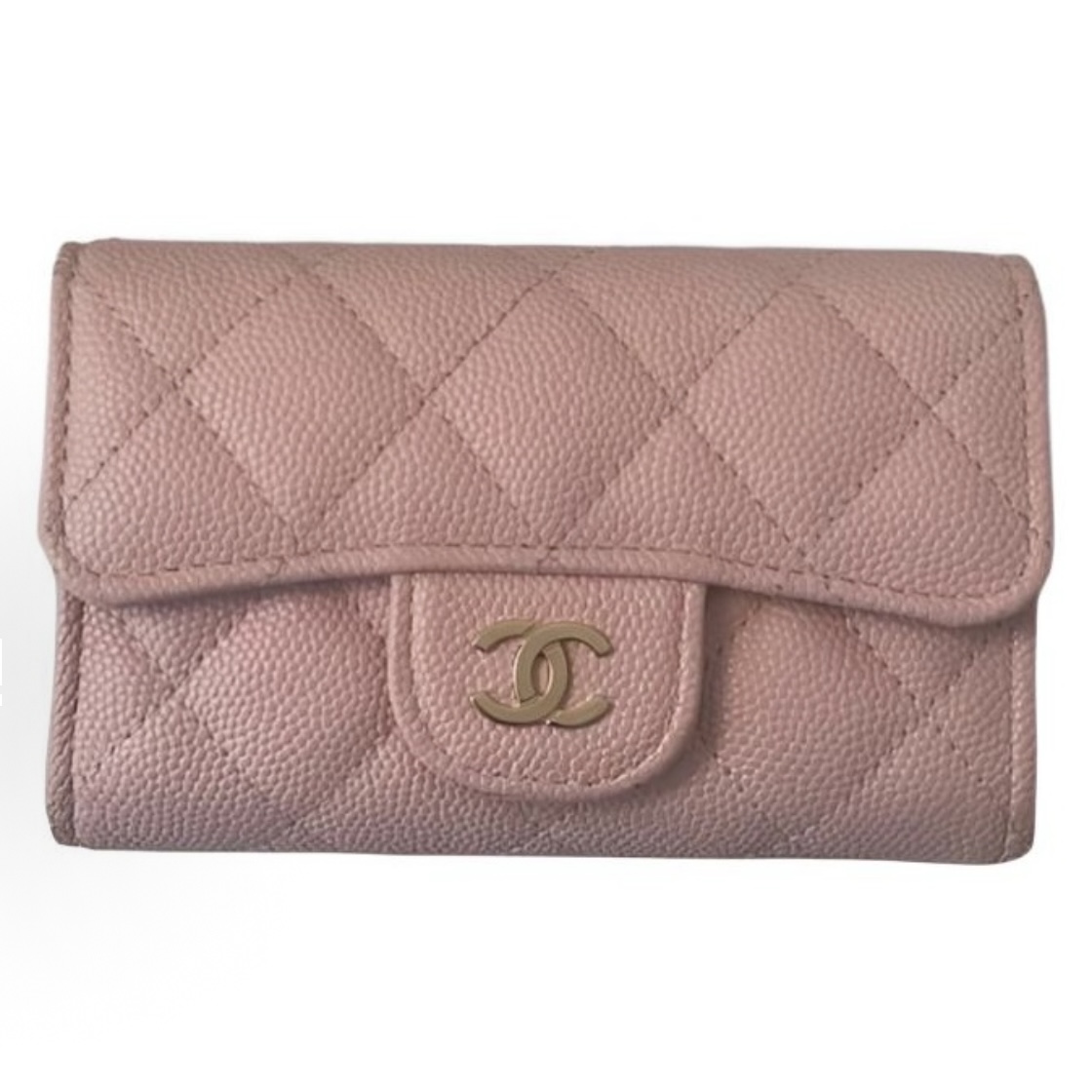 EM Sneakers Chanel Classic Card Holder Quilted Caviar Gold-tone Pink