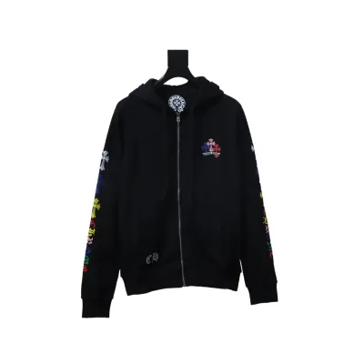 EM Sneakers Chrome Hearts 25FW Colorful Cross Print Zip-Up Hoodie Black 01