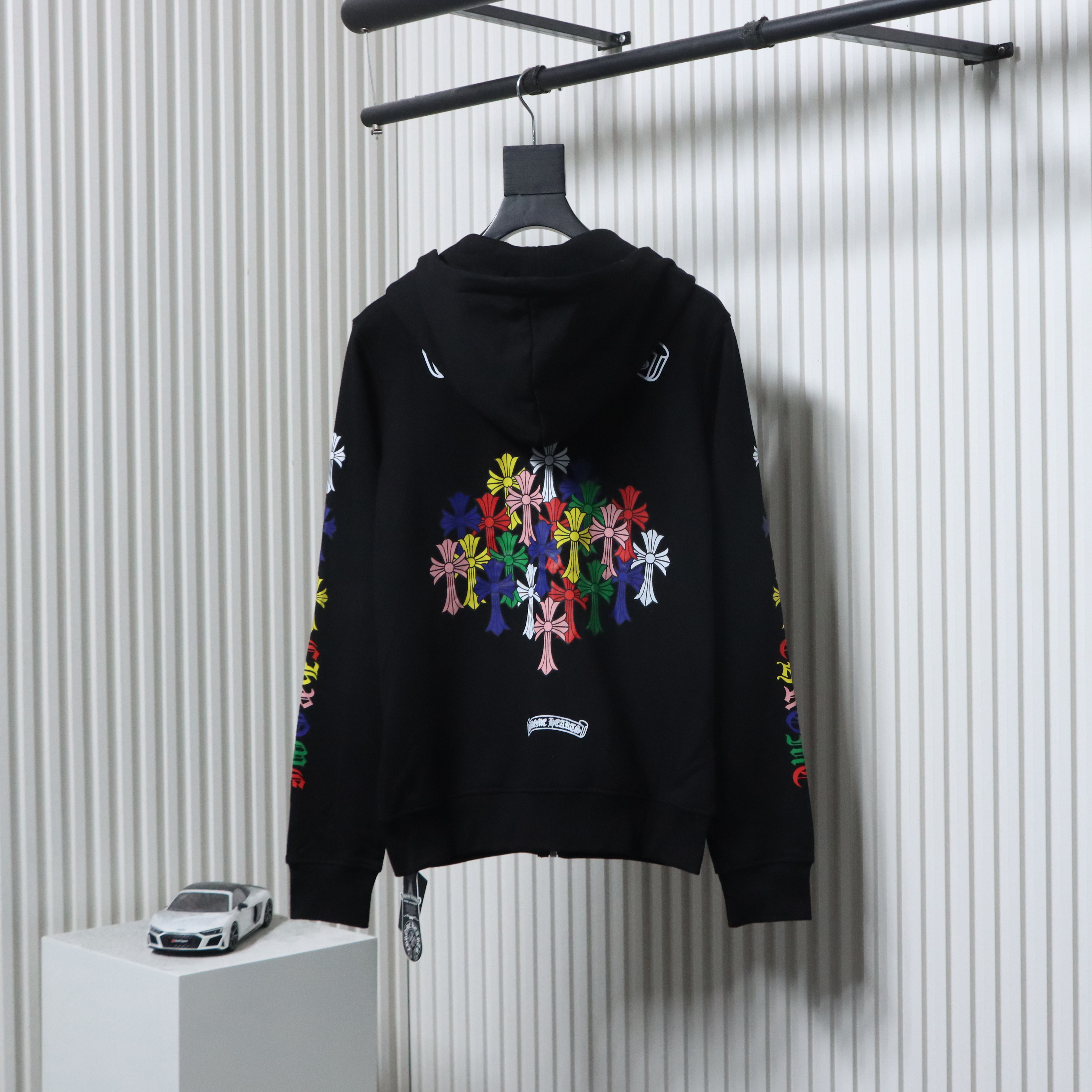 EM Sneakers Chrome Hearts 25FW Colorful Cross Print Zip-Up Hoodie Black