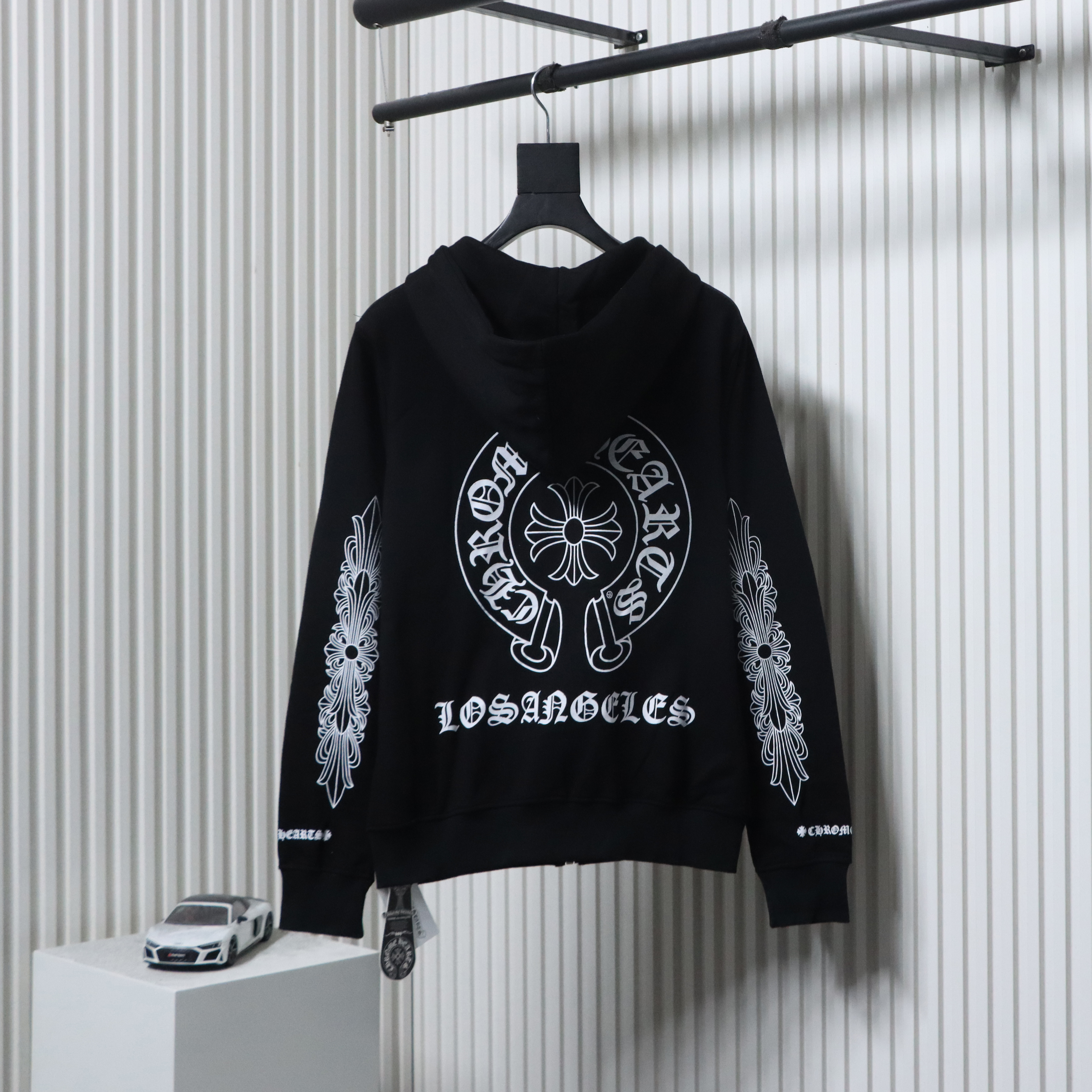 EM Sneakers Chrome Hearts 25FW Sanskrit Cuff Print Zip-Up Hoodie Black