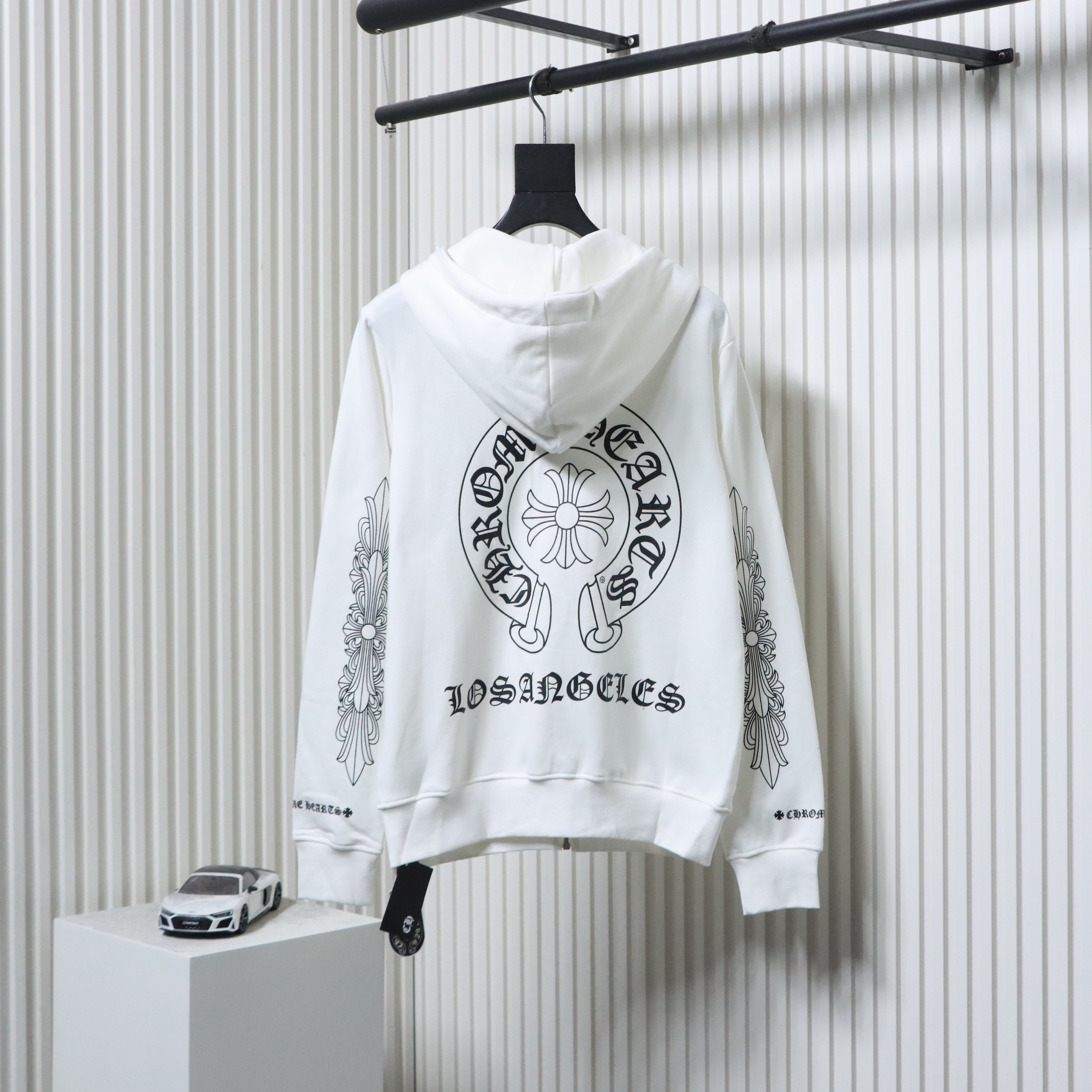 EM Sneakers Chrome Hearts 25FW Sanskrit Cuff Print Zip-Up Hoodie White