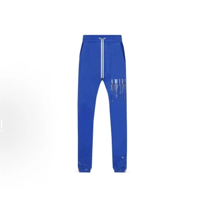 EM Sneakers Amiri Logo Paint Print Blue Sweatpant 01