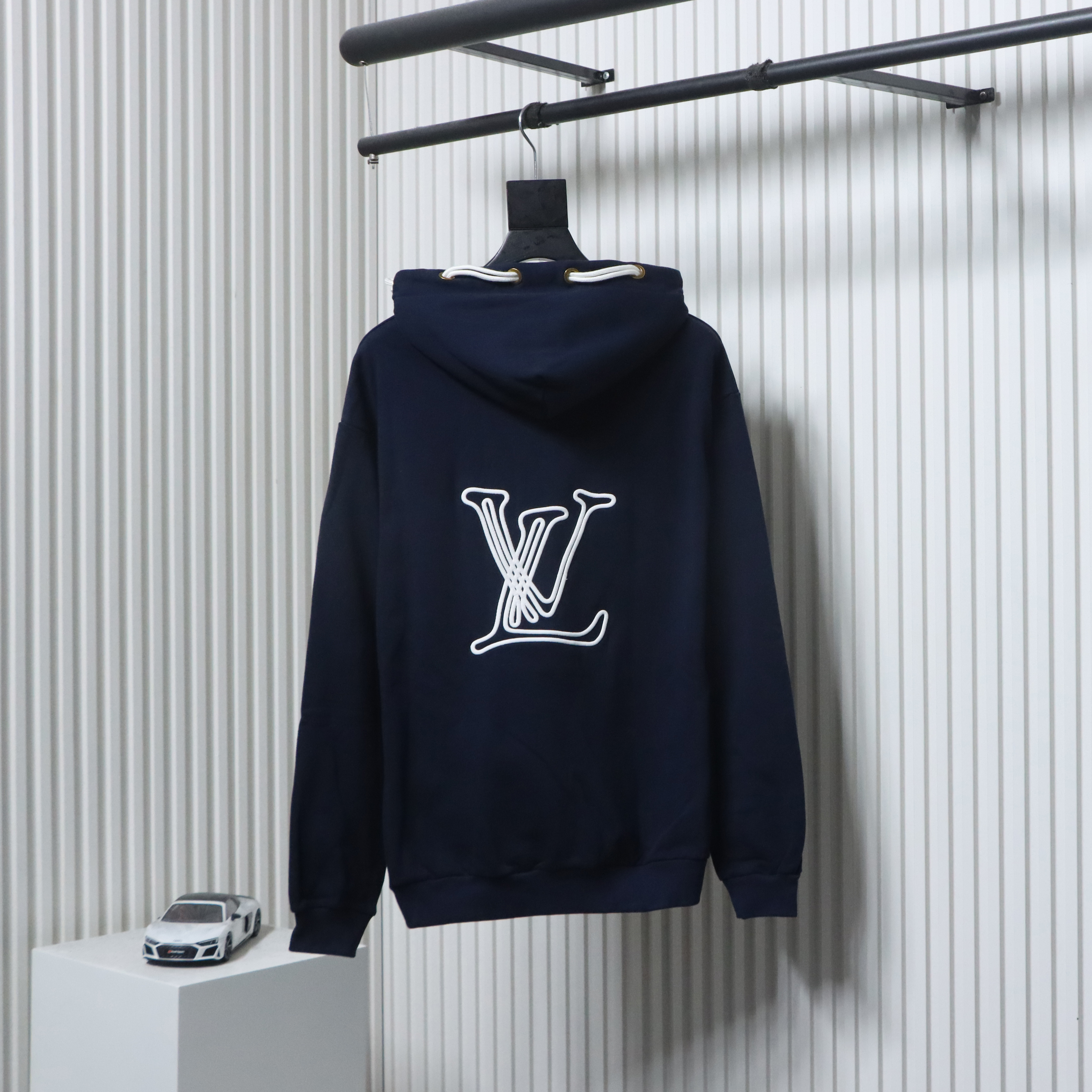 EM Sneakers Louis Vuitton LV Nautical Collection Double Rope Embroidered Hoodie Dark Blue