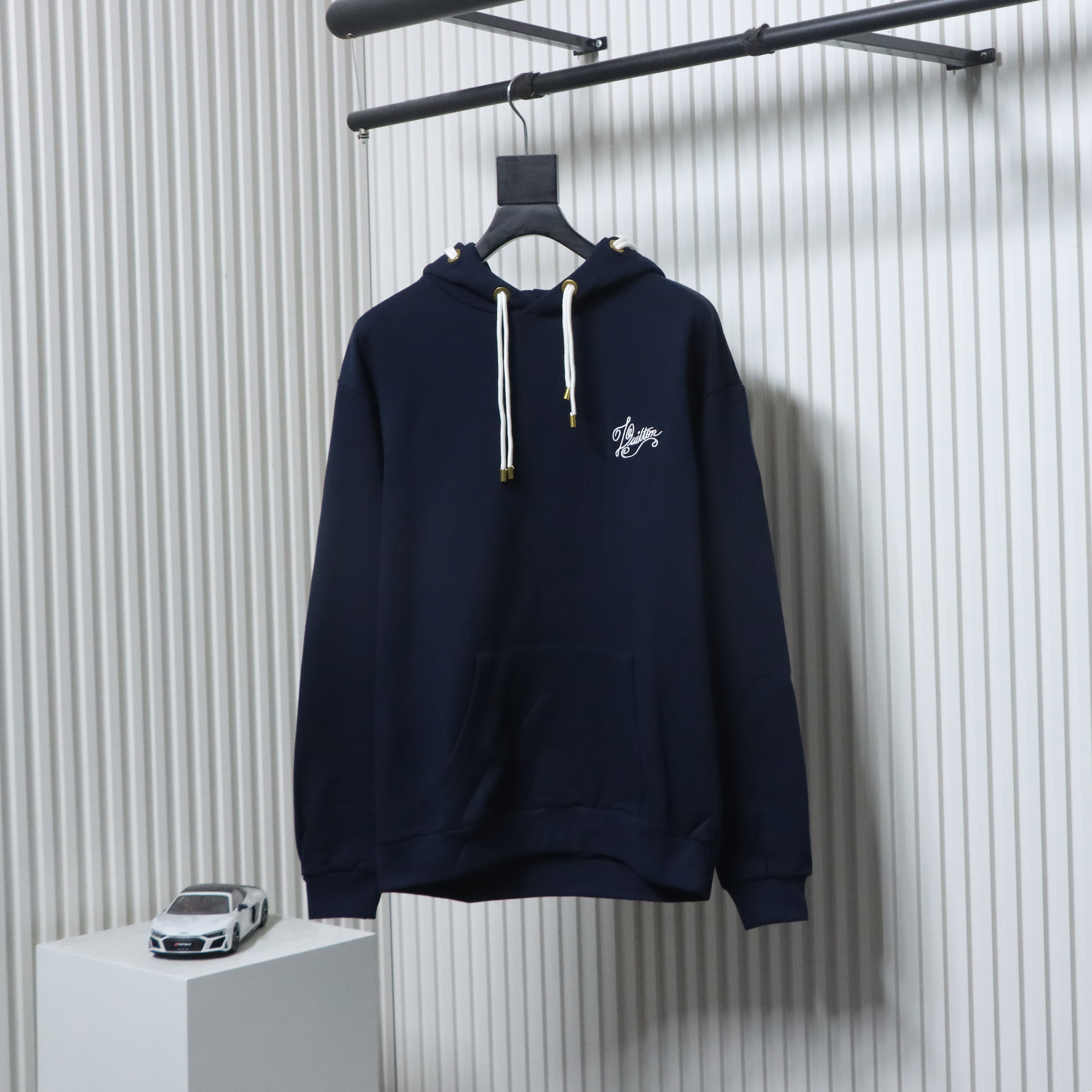 EM Sneakers Louis Vuitton LV Nautical Collection Double Rope Embroidered Hoodie Dark Blue