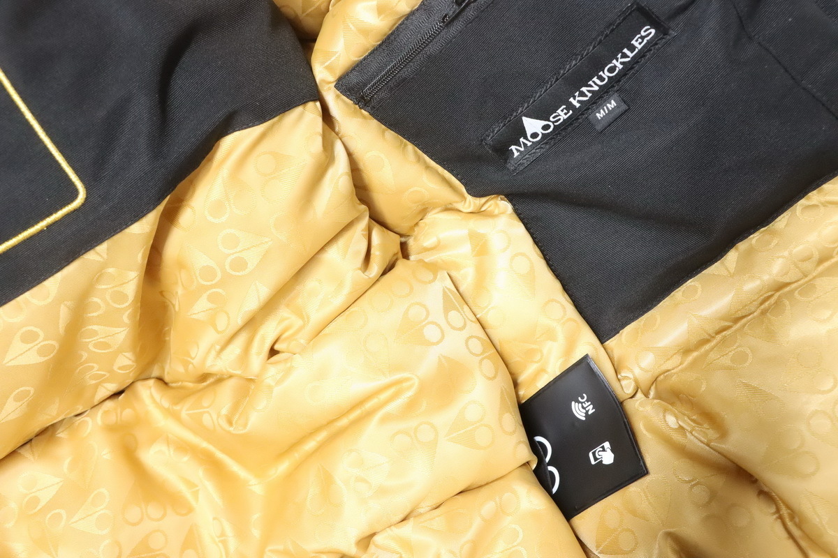 EM Sneakers Moose Knuckles Original Ballistic Bomber Jacket Gold Scissors Black Fur（NFC）