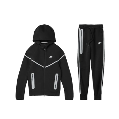 EM Sneakers Nike Sportswear Tech Fleece Full-Zip Hoodie & Joggers Set Dark Heather Black White 01