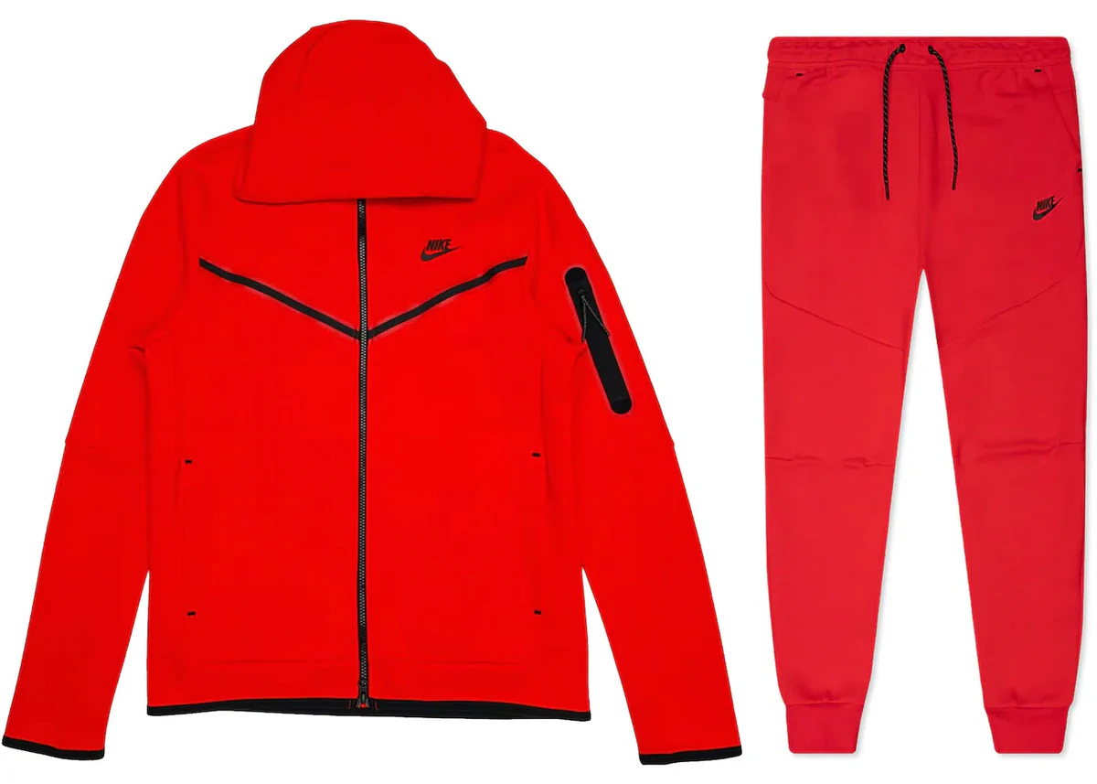 EM Sneakers Nike Sportswear Tech Fleece Full-Zip Hoodie & Joggers Set Dark Heather Red