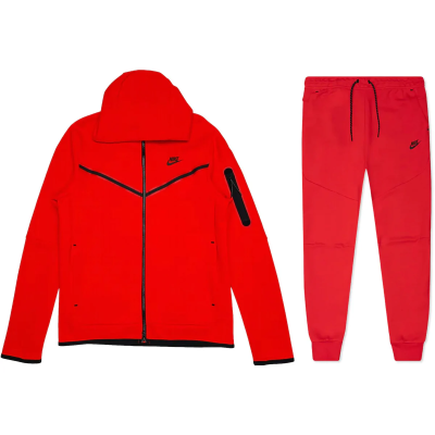 EM Sneakers Nike Sportswear Tech Fleece Full-Zip Hoodie & Joggers Set Dark Heather Red 01