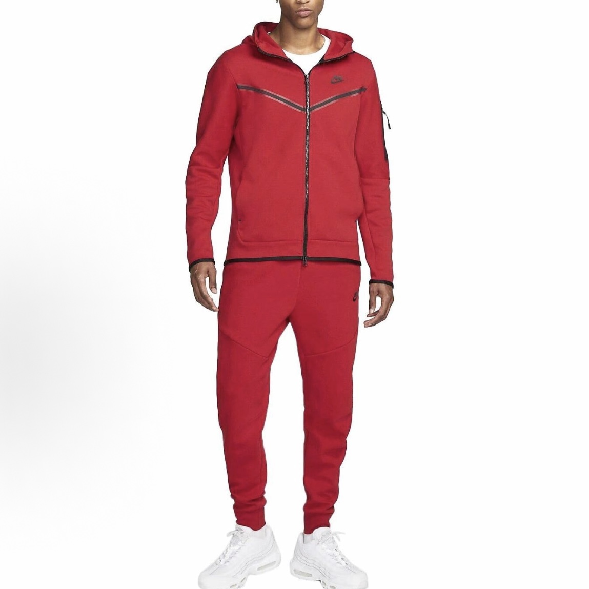 EM Sneakers Nike Sportswear Tech Fleece Full-Zip Hoodie & Joggers Set Dark Heather Red