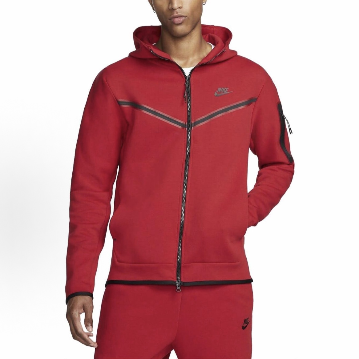 EM Sneakers Nike Sportswear Tech Fleece Full-Zip Hoodie & Joggers Set Dark Heather Red