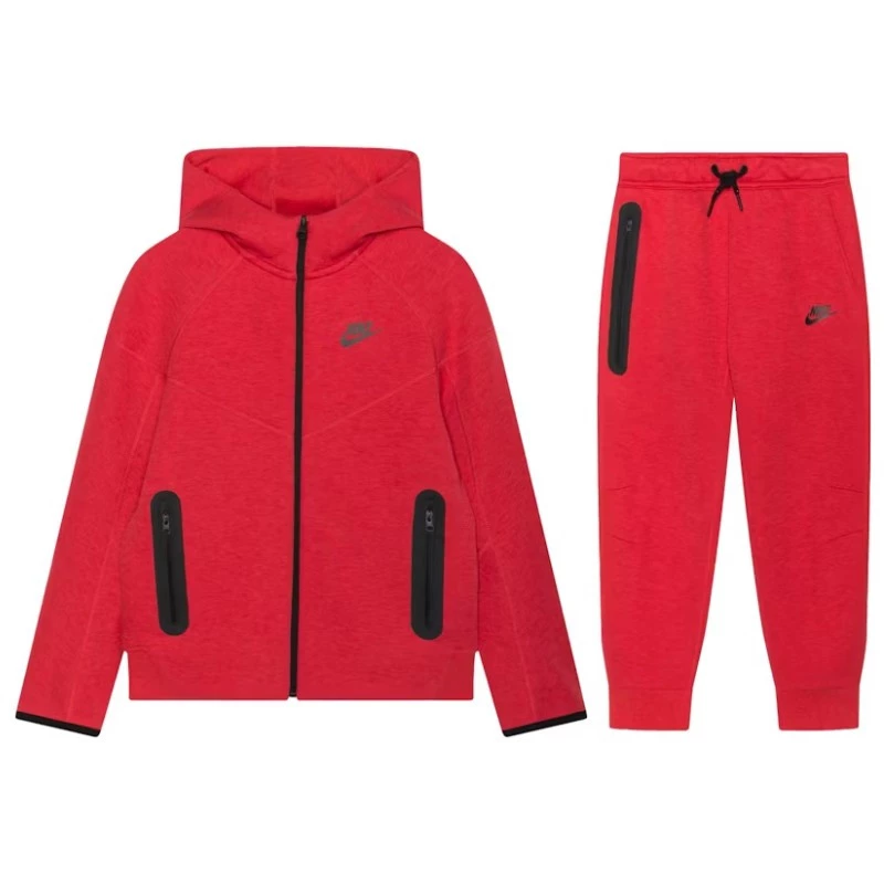 EM Sneakers Nike Sportswear Tech Fleece Full-Zip Hoodie & Joggers Set Dark Heather Red Black