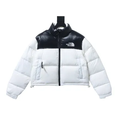 EM Sneakers The North Face Stand-up Collar Short Down Jacket White Black 01