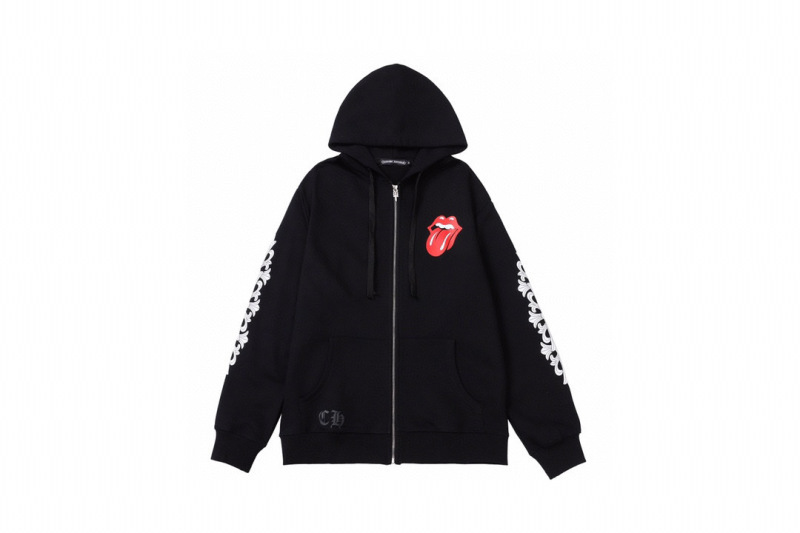 EM Sneakers Chrome Hearts Red Tongue Zip Up Hoodie Black