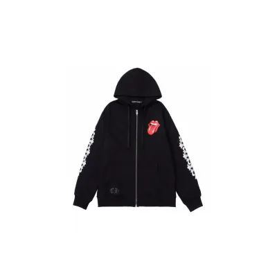 EM Sneakers Chrome Hearts Red Tongue Zip Up Hoodie Black 01