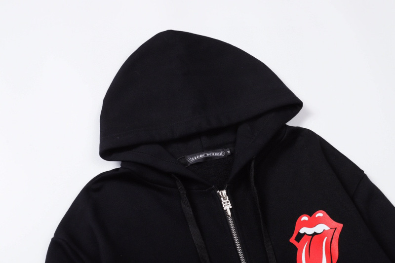 EM Sneakers Chrome Hearts Red Tongue Zip Up Hoodie Black