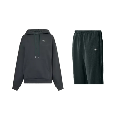 EM Sneakers Alo Yoga Hoodie & Sweatpant Set Dark Green 01