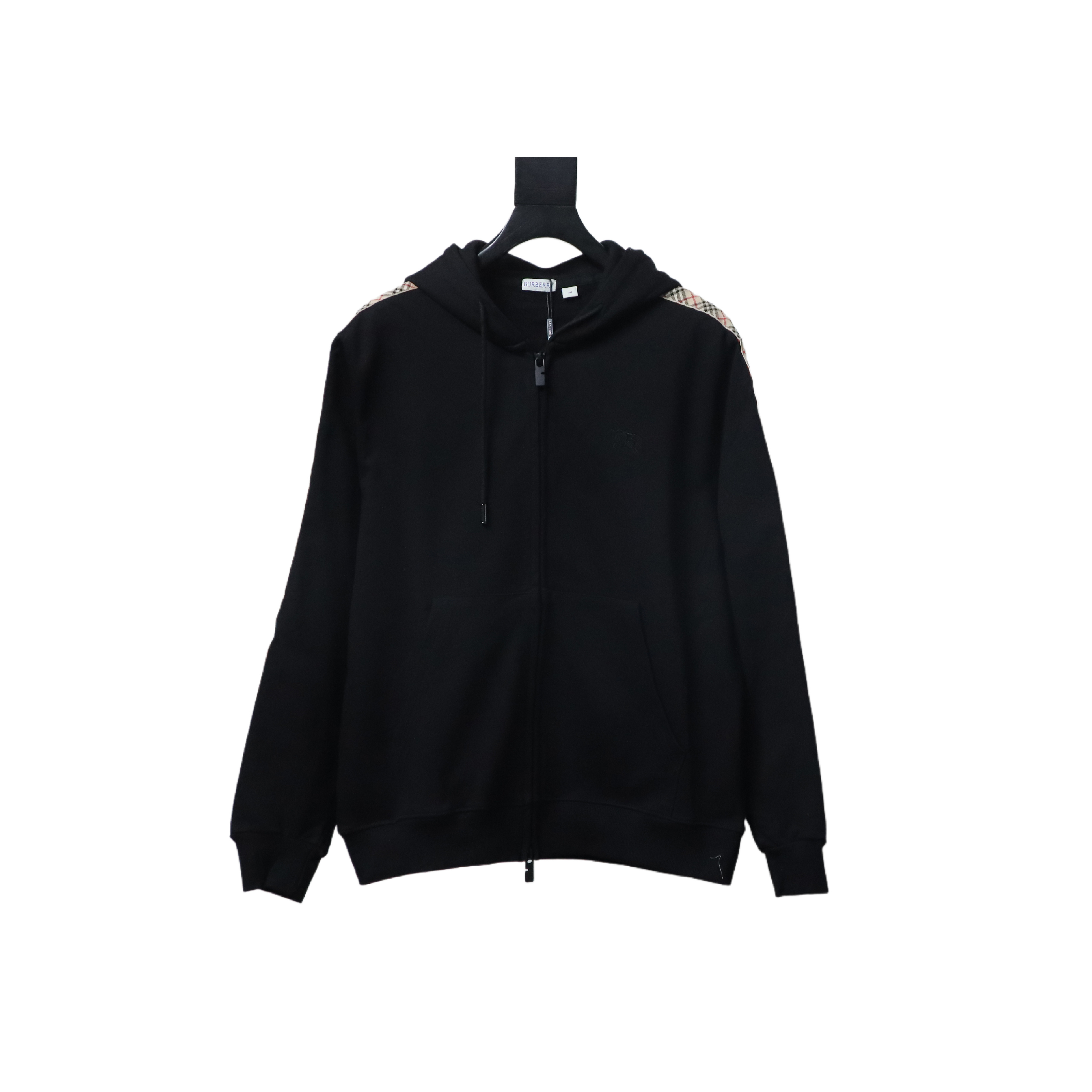 EM Sneakers Burberry Black Zip-up Hoodie with Side Quilting Pattern