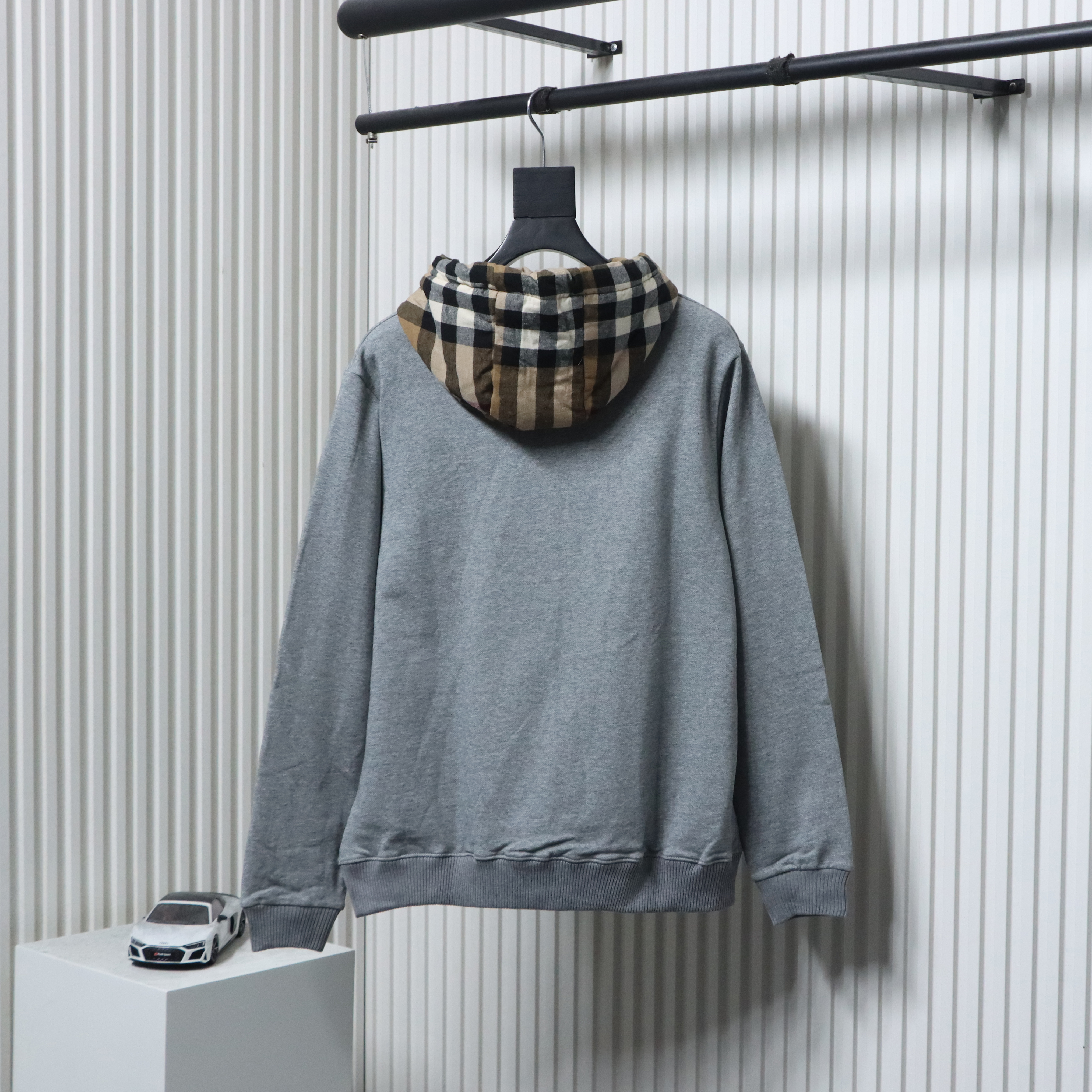 EM Sneakers Burberry Check Patchwork Grey Hoodie