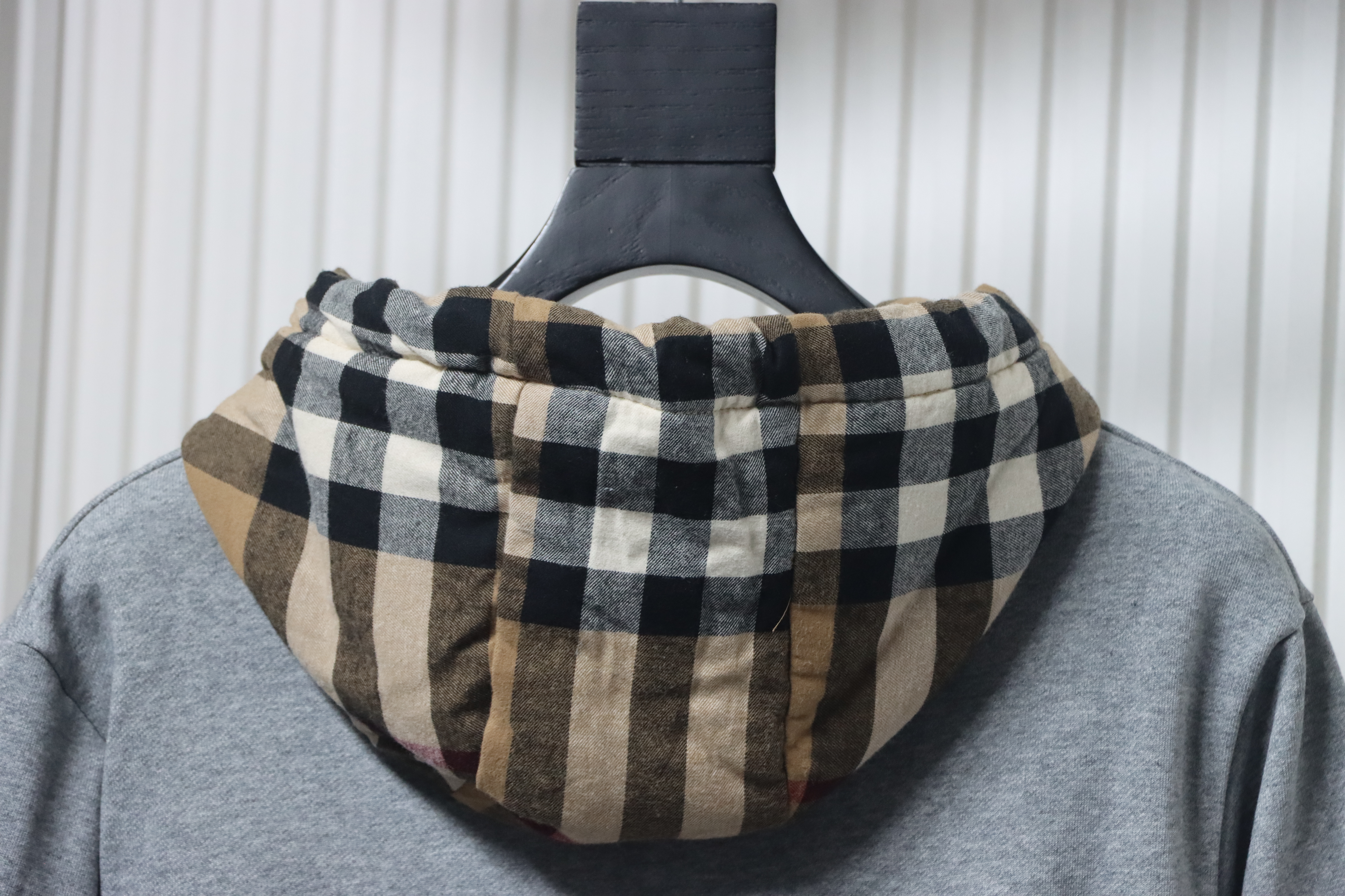 EM Sneakers Burberry Check Patchwork Grey Hoodie
