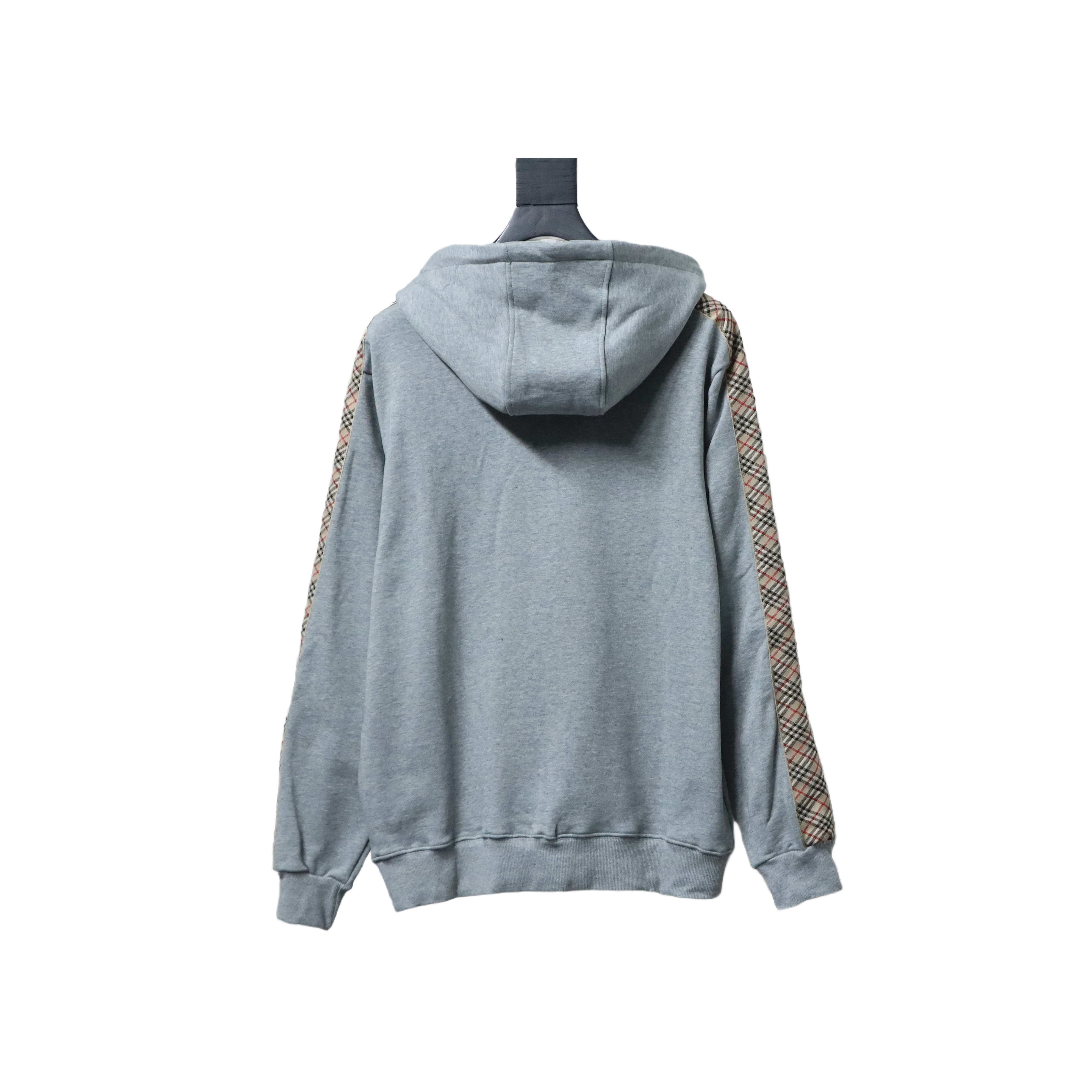 EM Sneakers Burberry Grey Zip-up Hoodie with Side Quilting Pattern