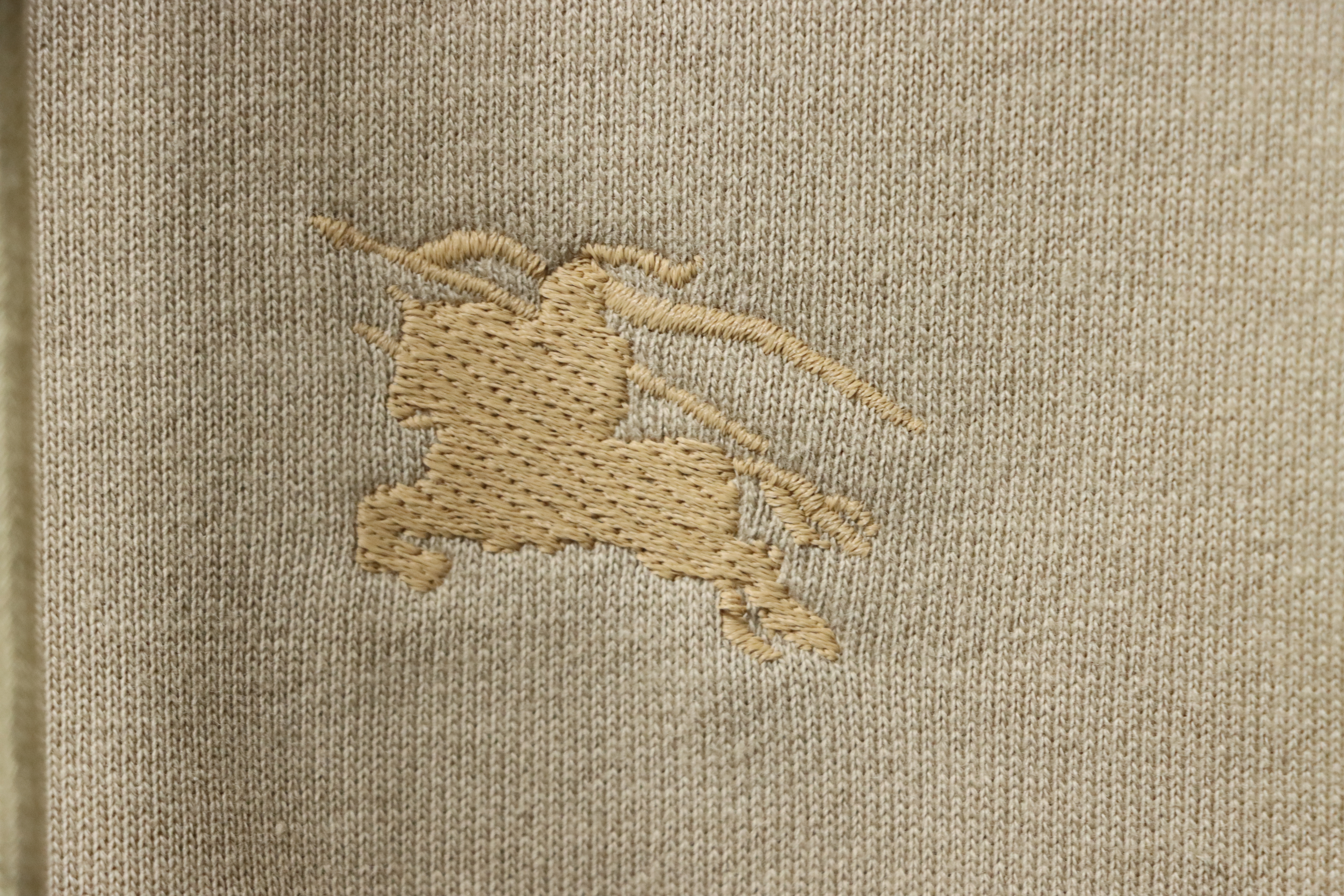 EM Sneakers Burberry War Horse Cross-Stitch Print Zip-Up Hoodie Apricot