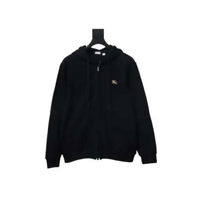 EM Sneakers Burberry War Horse Cross-Stitch Print Zip-Up Hoodie Black 01