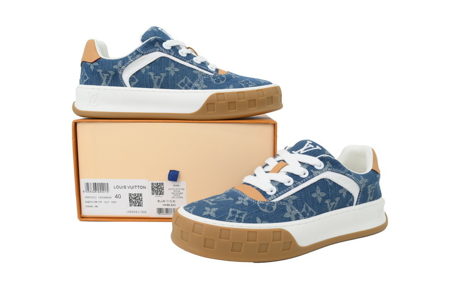 EM Sneakers Louis Vuitton LV Tilted Sneaker Denim Print