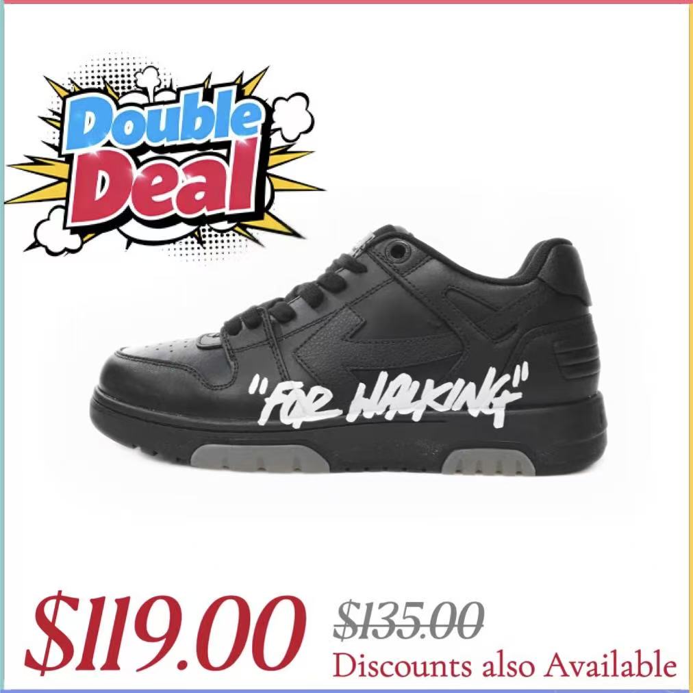 EM Sneakers OFF-WHITE Out Of Office OOO Low Tops For Walking Black White