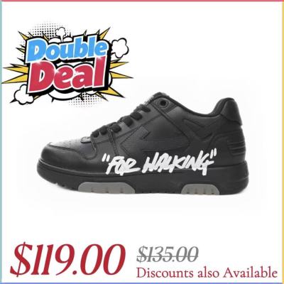 EM Sneakers OFF-WHITE Out Of Office OOO Low Tops For Walking Black White 01