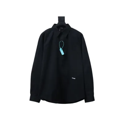 EM Sneakers WE11DONE 24SS Autumn New Style Simple Logo Embroidered Collar Long Sleeve Shirt Black 01