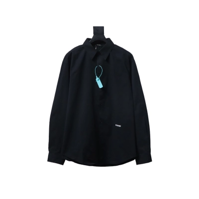 EM Sneakers WE11DONE 24SS Autumn New Style Simple Logo Embroidered Collar Long Sleeve Shirt Black 01