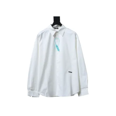 EM Sneakers WE11DONE 24SS Autumn New Style Simple Logo Embroidered Collar Long Sleeve Shirt White 01