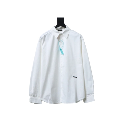 EM Sneakers WE11DONE 24SS Autumn New Style Simple Logo Embroidered Collar Long Sleeve Shirt White 01