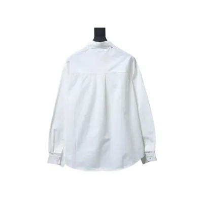 EM Sneakers WE11DONE 24SS Autumn New Style Simple Logo Embroidered Collar Long Sleeve Shirt White 02