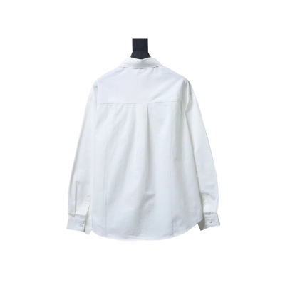 EM Sneakers WE11DONE 24SS Autumn New Style Simple Logo Embroidered Collar Long Sleeve Shirt White 02