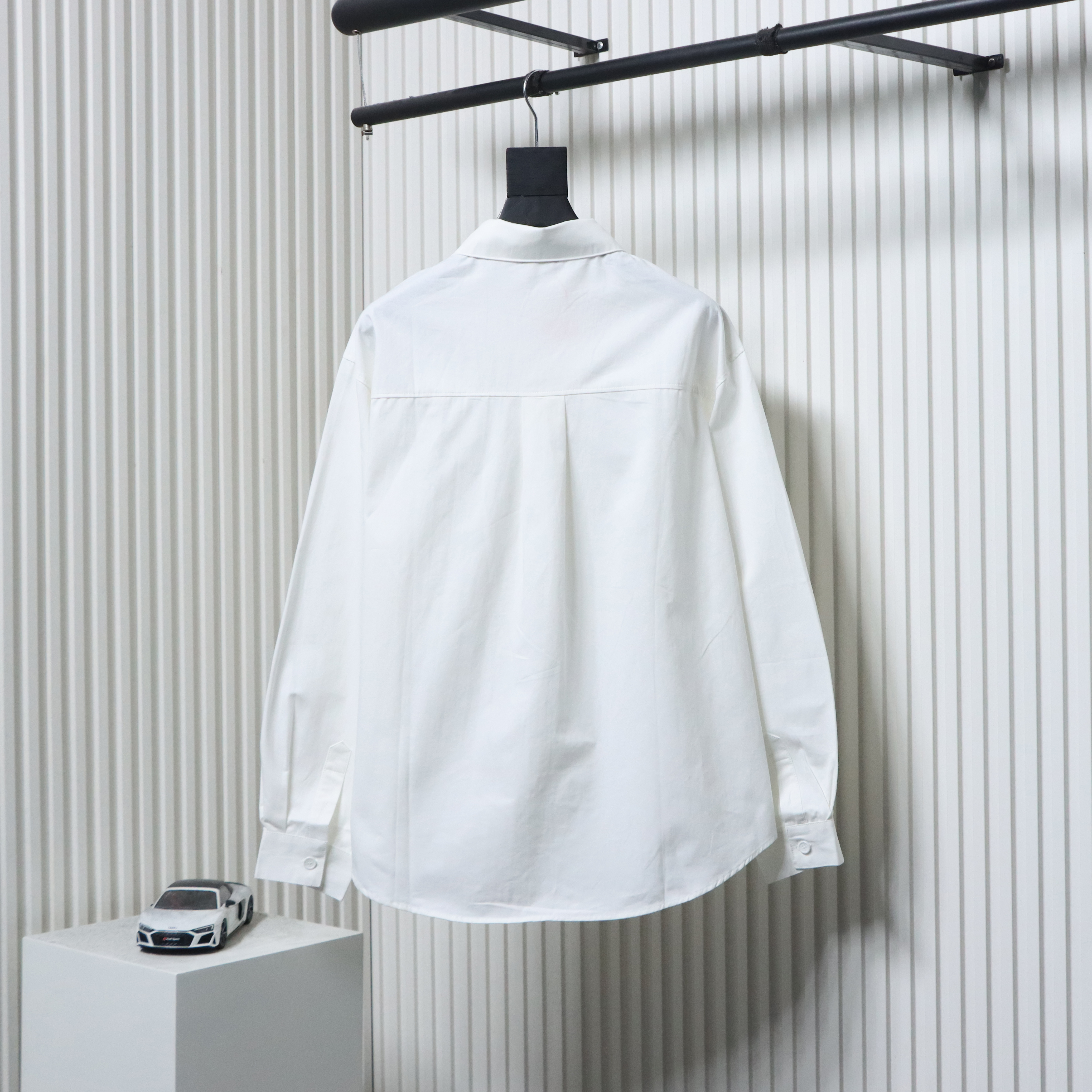 EM Sneakers WE11DONE 24SS Autumn New Style Simple Logo Embroidered Collar Long Sleeve Shirt White