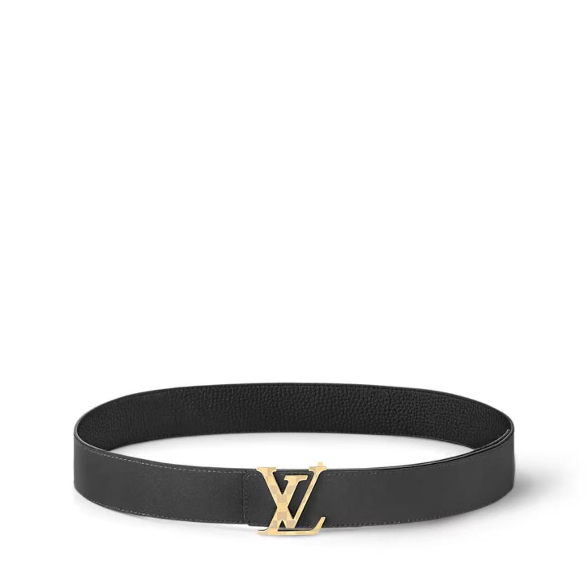 EM Sneakers Louis Vuitton Damier LV 40mm Reversible Belt Gray/Black Gold-color LV Initials Buckle