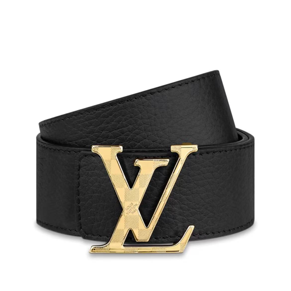 EM Sneakers Louis Vuitton Damier LV 40mm Reversible Belt Gray/Black Gold-color LV Initials Buckle
