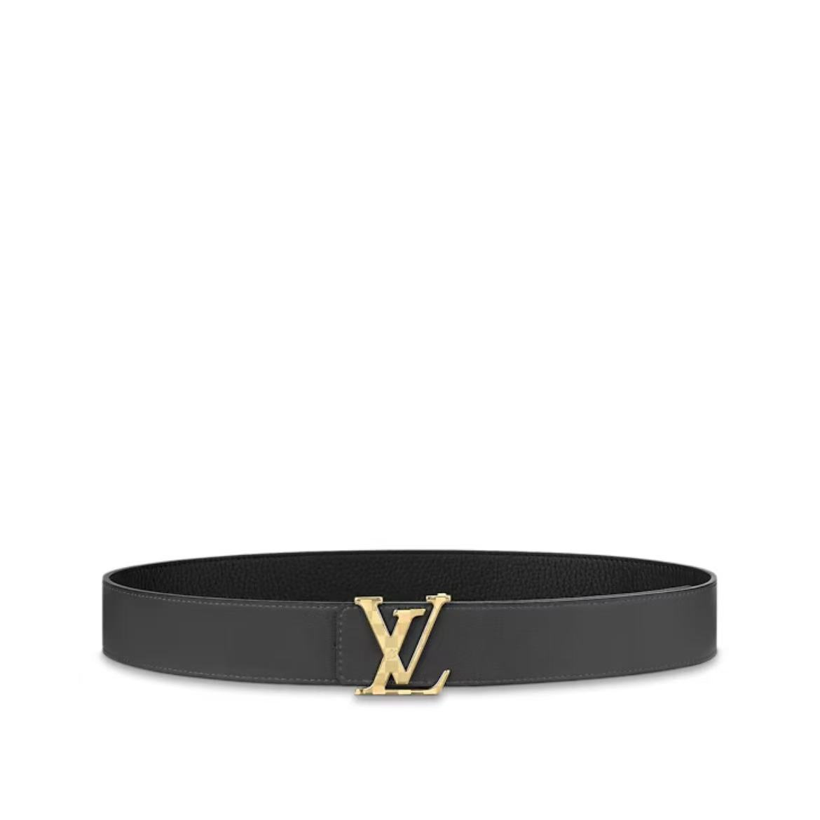 EM Sneakers Louis Vuitton Damier LV 40mm Reversible Belt Gray/Black Gold-color LV Initials Buckle