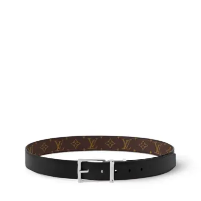 EM Sneakers Louis Vuitton LV Corner Pin 35mm Reversible Belt Brown Aged Palladium-toned Pin Buckle 02