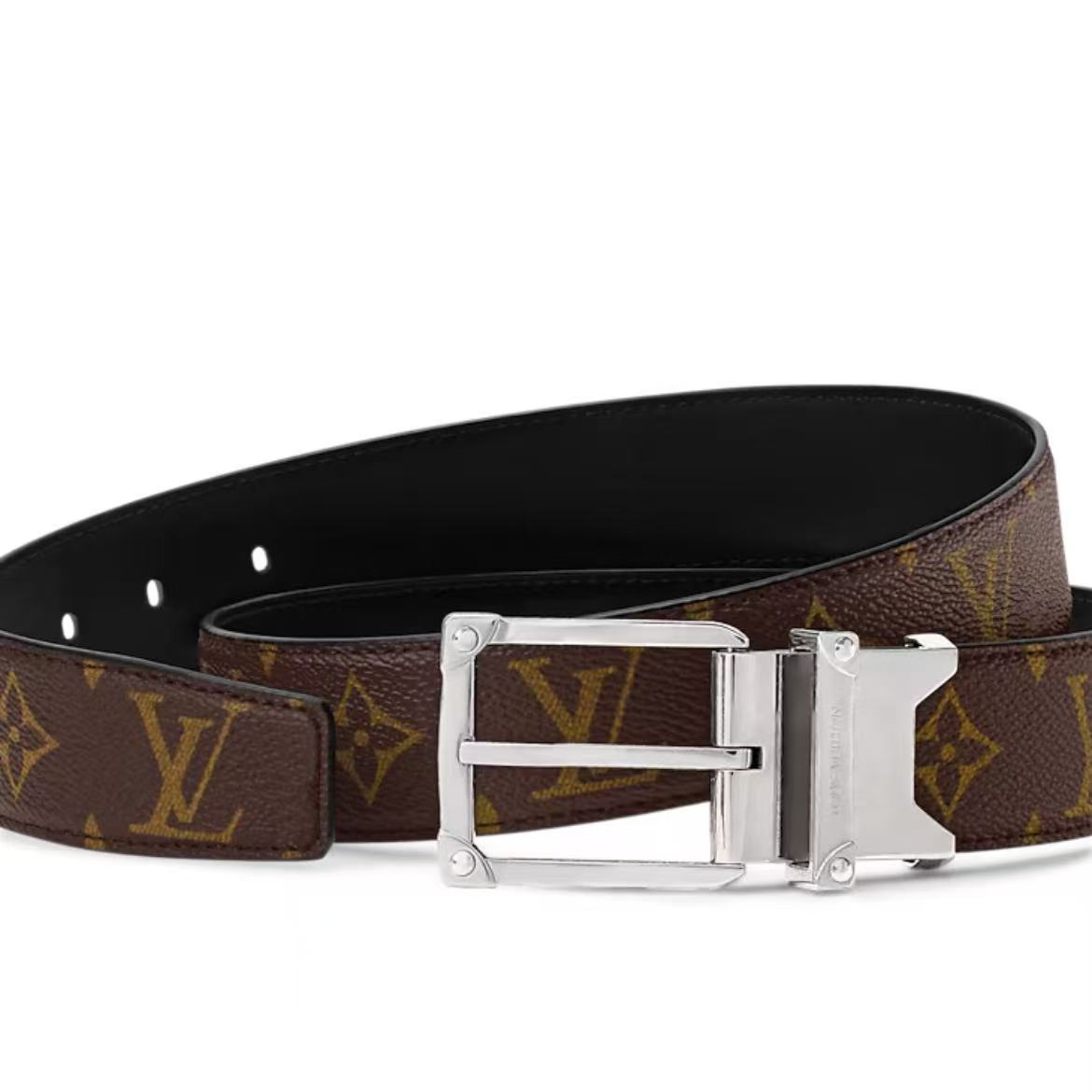 EM Sneakers Louis Vuitton LV Corner Pin 35mm Reversible Belt Brown Aged Palladium-toned Pin Buckle