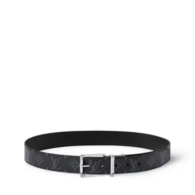 EM Sneakers Louis Vuitton LV Corner Pin 35mm Reversible Belt Eclipse Aged Palladium-toned Pin Buckle 01