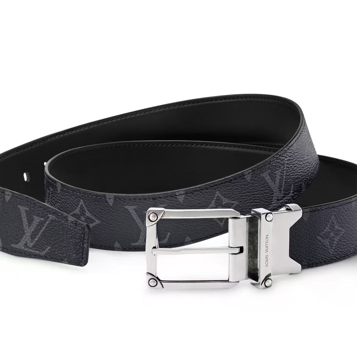 EM Sneakers Louis Vuitton LV Corner Pin 35mm Reversible Belt Eclipse Aged Palladium-toned Pin Buckle