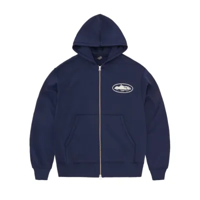 EM Sneakers Corteiz Island Puff Print Zip Hoodie Navy 01