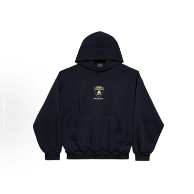 EM Sneakers Balenciaga × Automobili Lamborghini Hoodie Medium Fit in Faded Black Dry Fleece 01