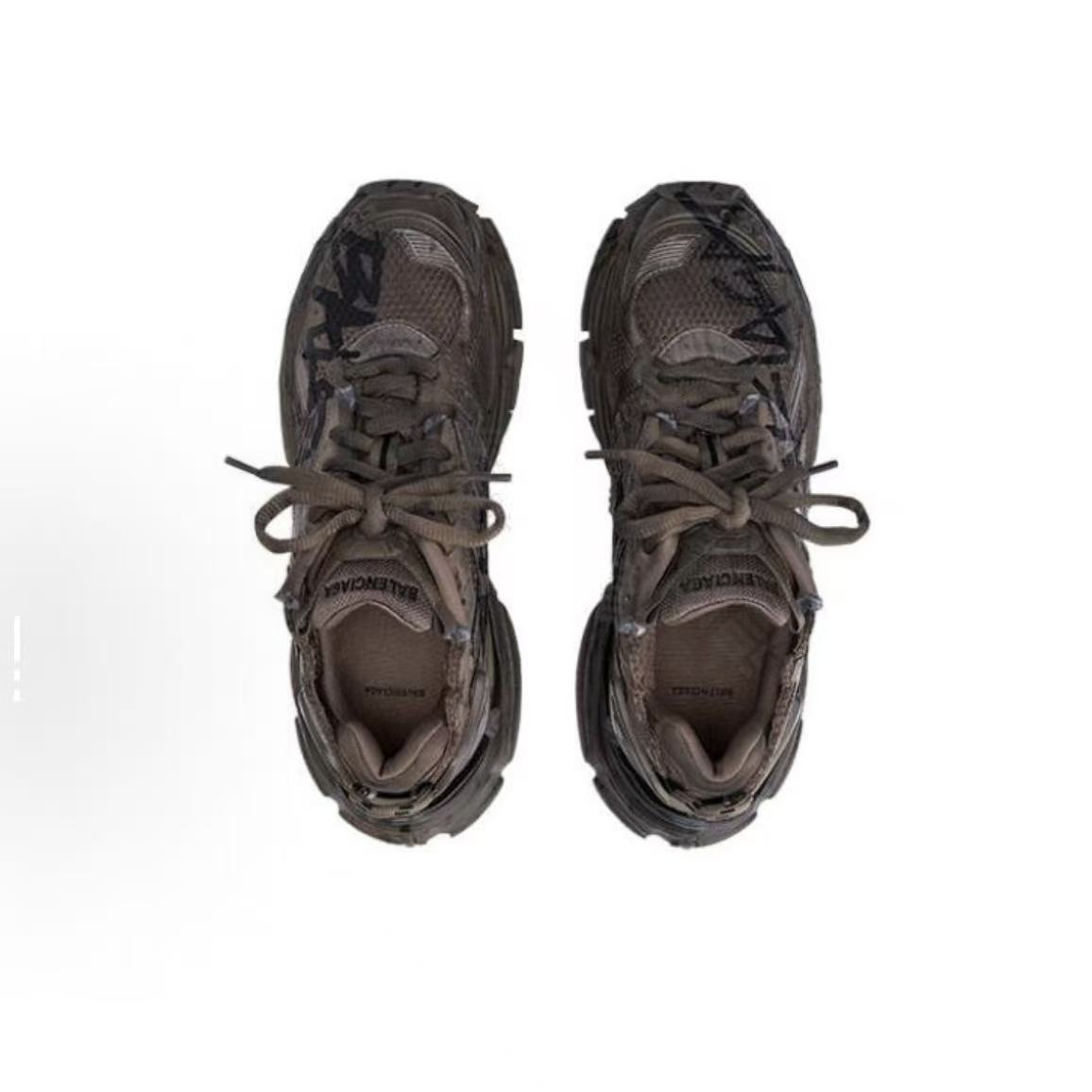 EM Sneakers Balenciaga Runner Sneaker Graffiti Low Top Casual Gray Brown