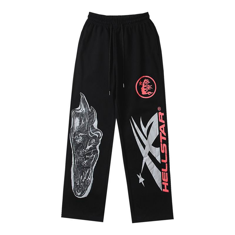 EM Sneakers Hellstar Airbrushed Skull Flare BottomSweatpants Midnight Dye Black