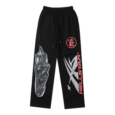 EM Sneakers Hellstar Airbrushed Skull Flare BottomSweatpants Midnight Dye Black 01