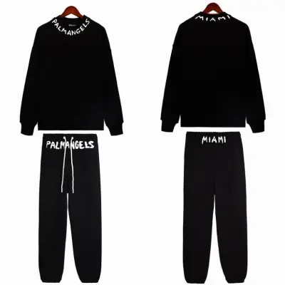 EM Sneakers Palm Angels Seasonal Logo Vintage Crew Neck Sweatshirt & Sweatpant Set Black 01