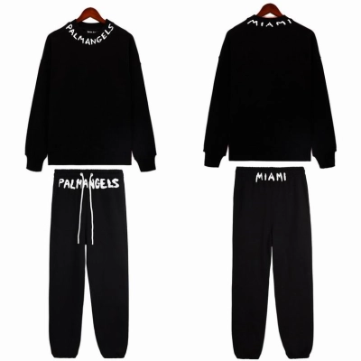EM Sneakers Palm Angels Seasonal Logo Vintage Crew Neck Sweatshirt & Sweatpant Set Black 01